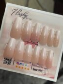 Ombre Coffin shape nude with white tips combination