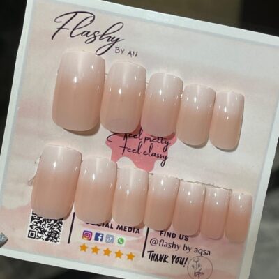 Ombre Square Shape nude with white tips combination