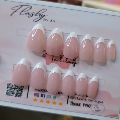 gel based french nails Almond 15 tips
