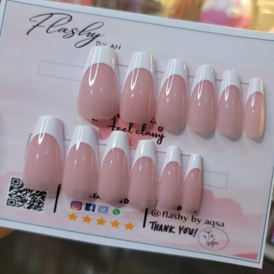 gel based french nail coffine 15 tips