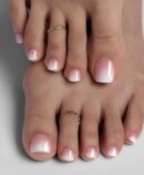 ombre toe nails nude/pink with white tip combination 24tips