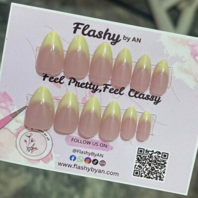 24tips Realistic butter yellow gradient with pink base
