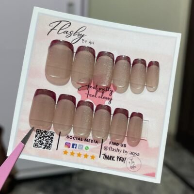 Cat eye nails with mehroon tip