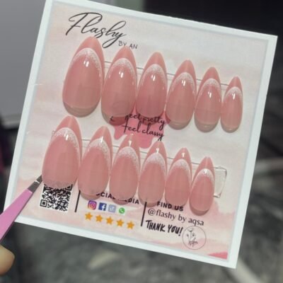 Pink medium almond gradient french nails