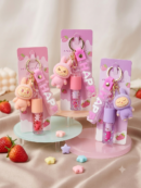 3 in 1 labubu with happy keychain and color changing lip gloss